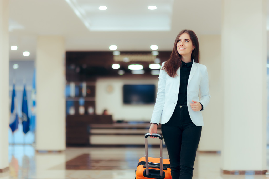 Woman with her luggage